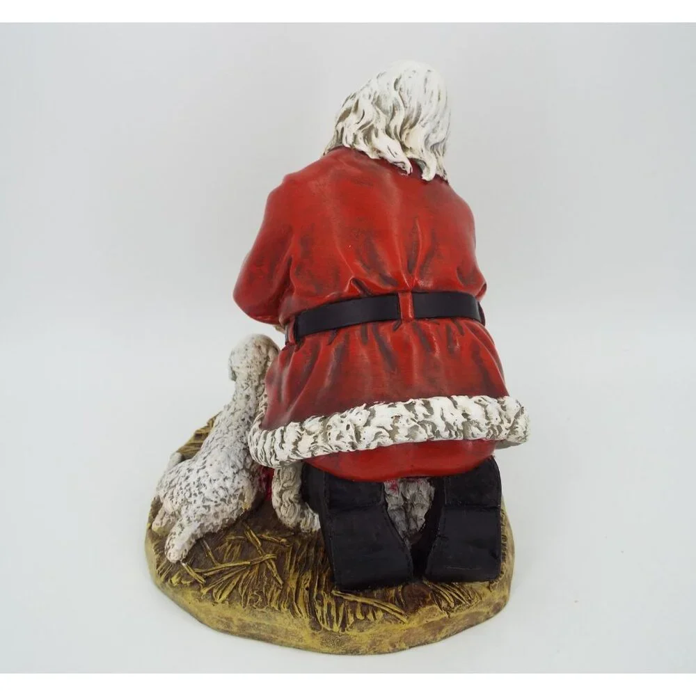 RP Gauer 1983 Roman Kneeling Santa Resin Figurine Baby Jesus Manger